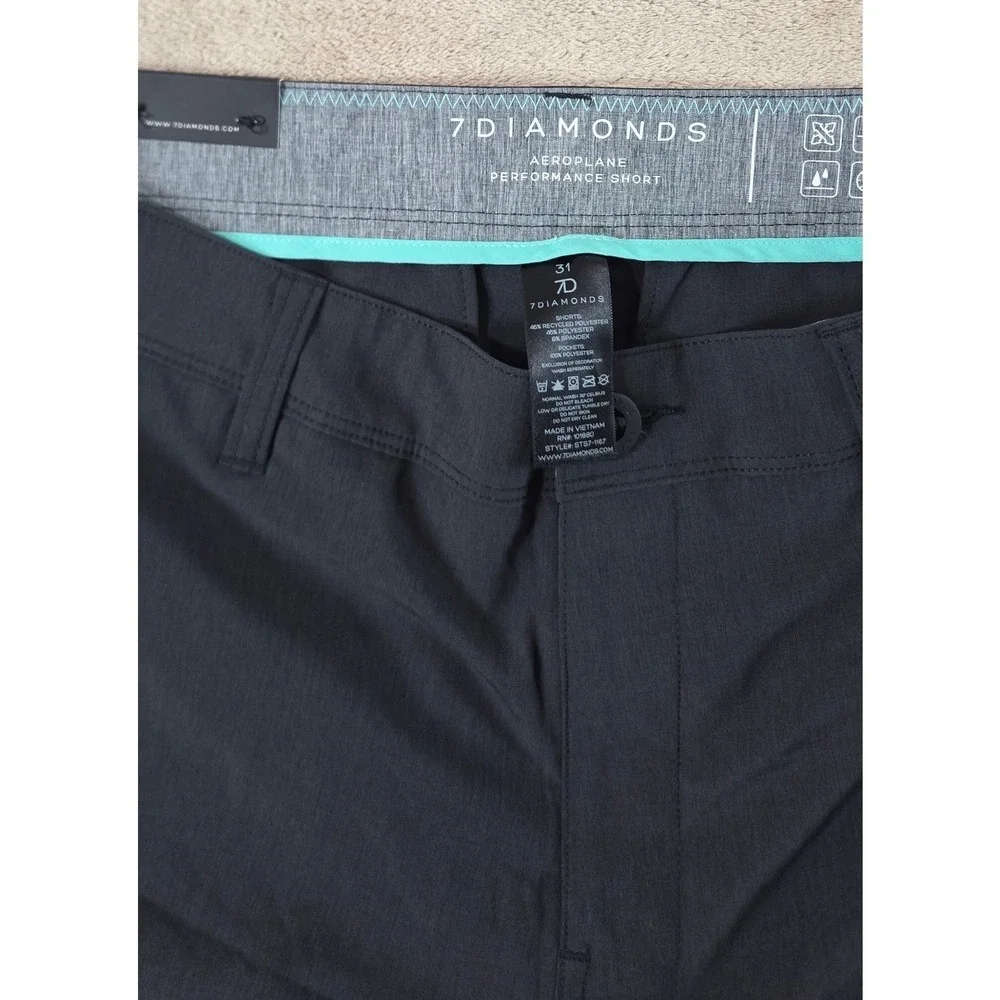 7 Diamonds aeroplane Performance Shorts Mens 31 Charcoal Gray 7